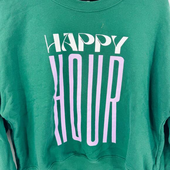 Anthropologie Maeve Happy Hour Graphic Sweatshirt Dark Green Size Small - Picture 7 of 8